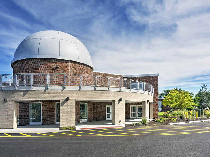 Exterior view of Marist High School's new planetarium