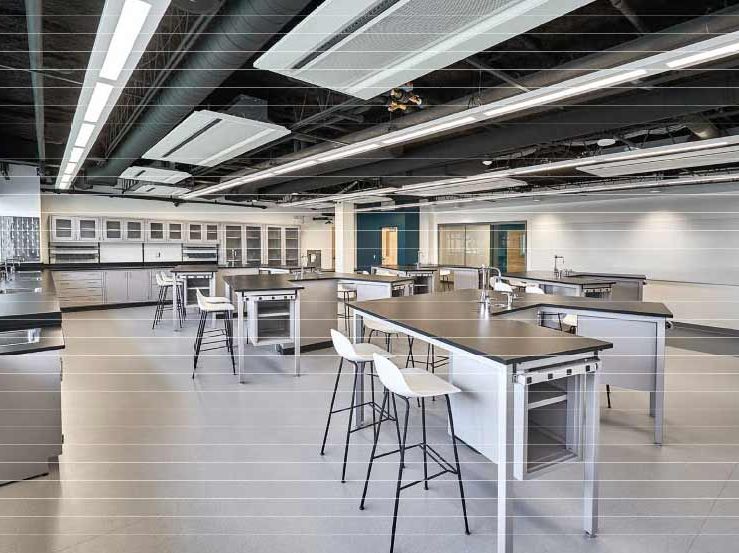 One of a total of ten functional, beautiful and spacious science labs designed by Fox & Fox Architects as part of the Marist High School science wing.